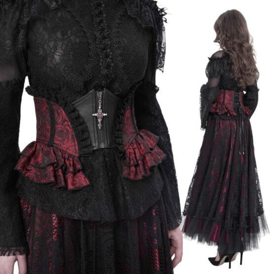 AS20902 - Red rose ruffle corset