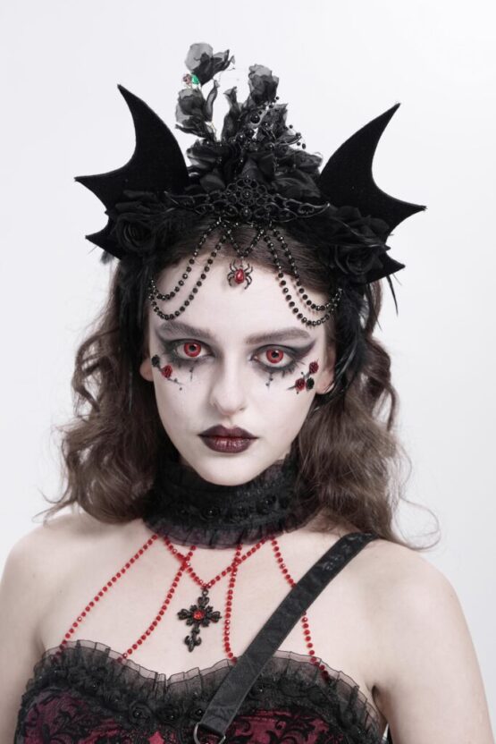 AS217 - Rose and bat wing chain tassel headband - Image 5