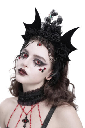 AS217 - Rose and bat wing chain tassel headband