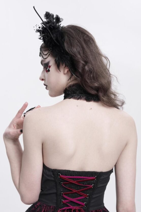 AS217 - Rose and bat wing chain tassel headband - Image 2