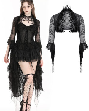 BW144 - Witchy fringe embroidered lace bolero