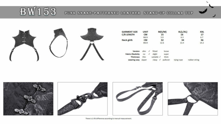 BW153 - Snake patterned leather stand up collar - Image 7