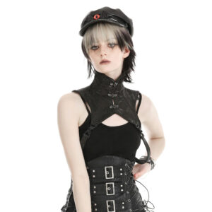 BW153 - Snake patterned leather stand up collar