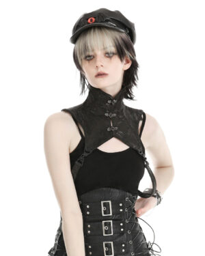 BW153 - Snake patterned leather stand up collar