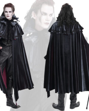 CA050 - Gothic two tone velvet cape-Blue/red