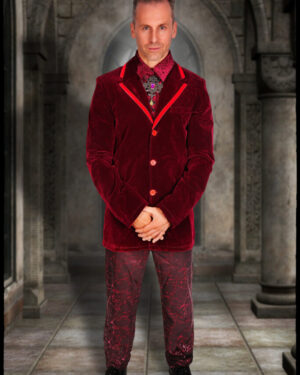 CT101 - Deep Red velveteen Vampire coat