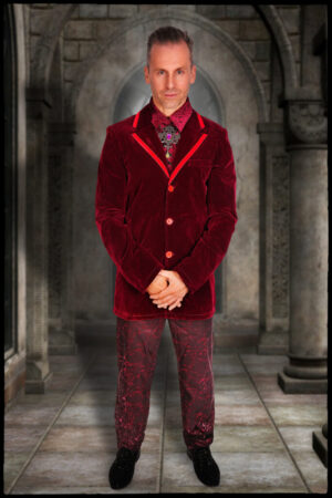 CT101 - Deep Red velveteen Vampire coat