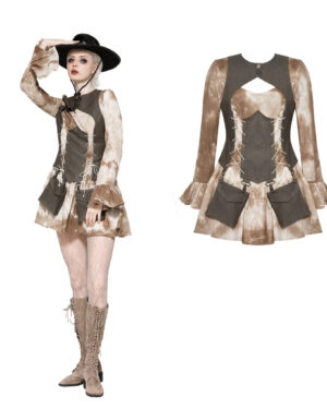 DW1038 - Brown tie-dye vest dress