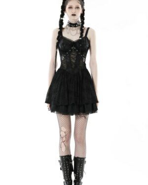 DW744 - Punk Spider Mesh Sexy see through strap dress