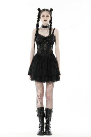 DW744 - Punk Spider Mesh Sexy see through strap dress