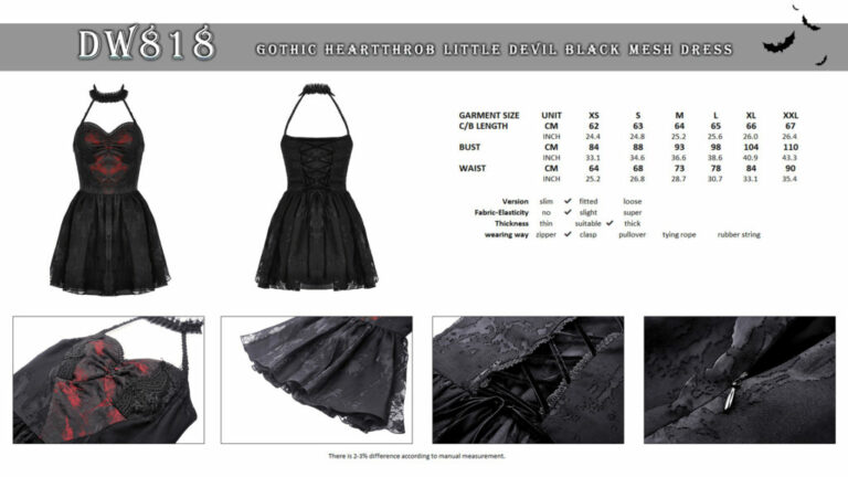 DW818 - Gothic heartthrob little devil black mesh dress - Image 7