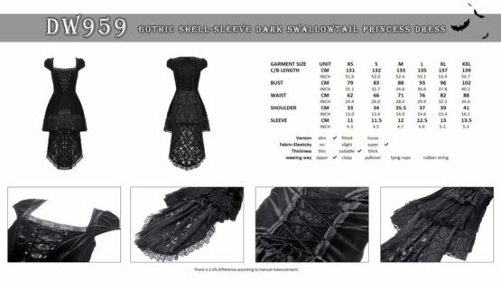 DW959 - Gothic shell-sleeve dark swallowtail princess dress - Image 8