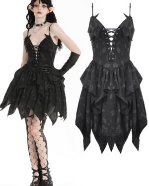 DW981 - Fairy lace up black dress