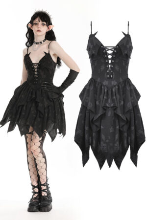 DW981 - Fairy lace up black dress