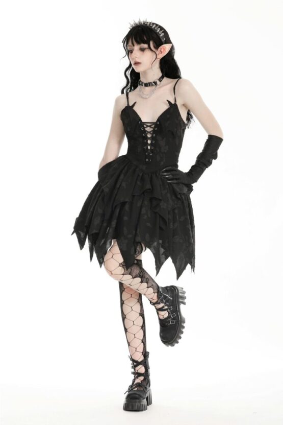 DW981 - Fairy lace up black dress - Image 3