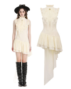 DW994 - Steampunk Beige irregular lace dress