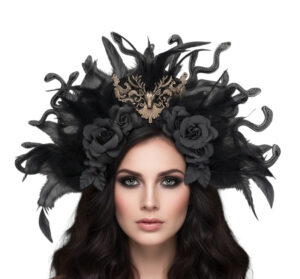 EAS021 - Black Rose Feather Headpiece