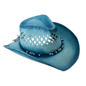 JC534 - Blue ombre western straw bead hat