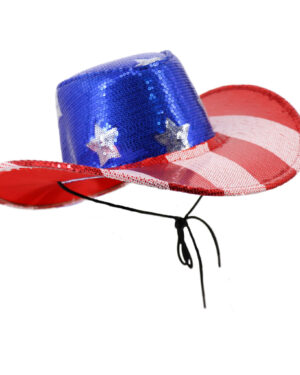 JC570 - USA Flag Sequins Cowboy Hat