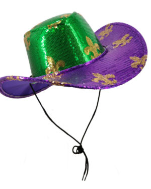 JC571 - Mardi Gras Fleur-de-lis Cowboy Hat