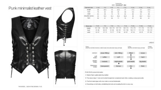 OY1644 - Punk minimalist leather vest - Image 6