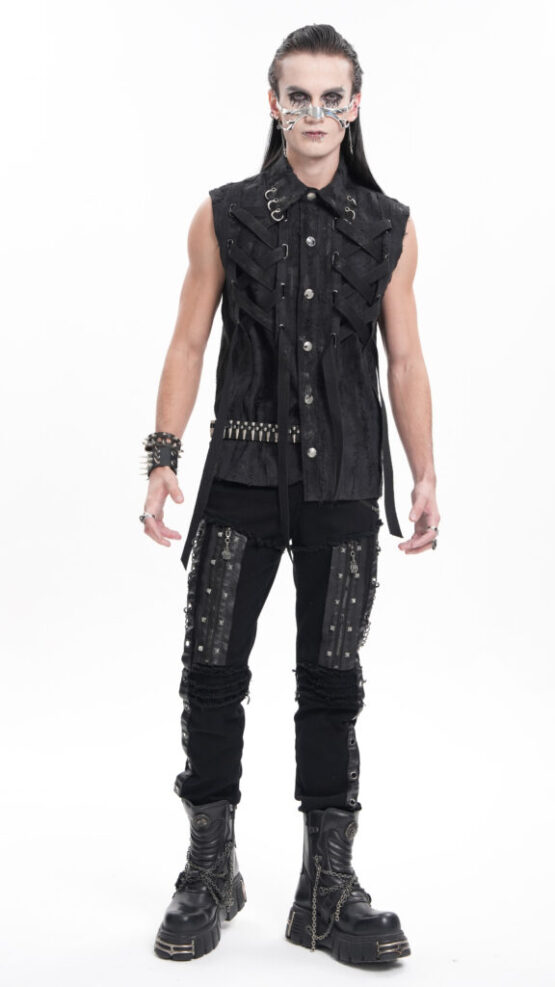 PT261 - Distressed black denim pants - Image 4