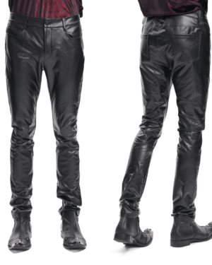 PT267 - PU leather embossed pants
