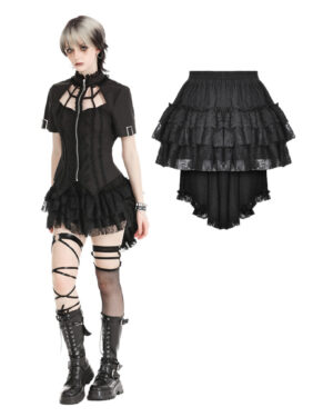 PW129 - Black detachable fishtail lace puffy bottoms-OS