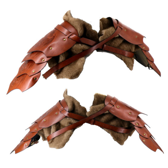RL5004 - Double shoulder pauldron with fur- brown