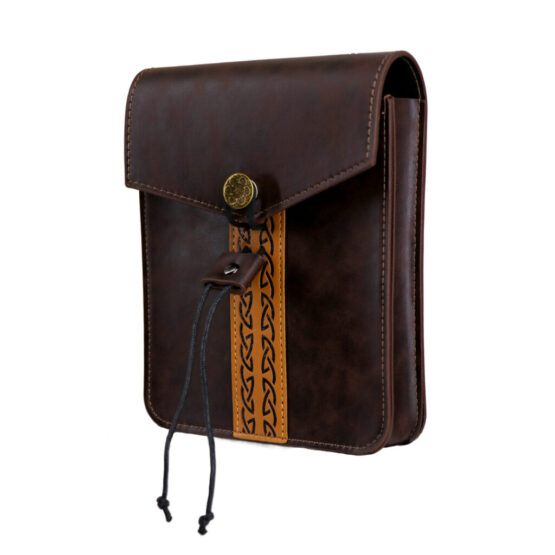 RL5008 - Medieval waistbag pouch with leather string closure, brown