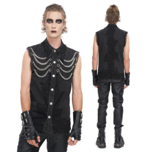 SHT118 - Punk denim vest with chains