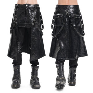 SKT225 - PU leather half skirt kilt