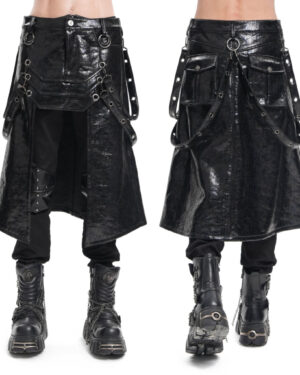 SKT225 - PU leather half skirt kilt
