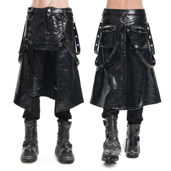 SKT225 - PU leather half skirt kilt