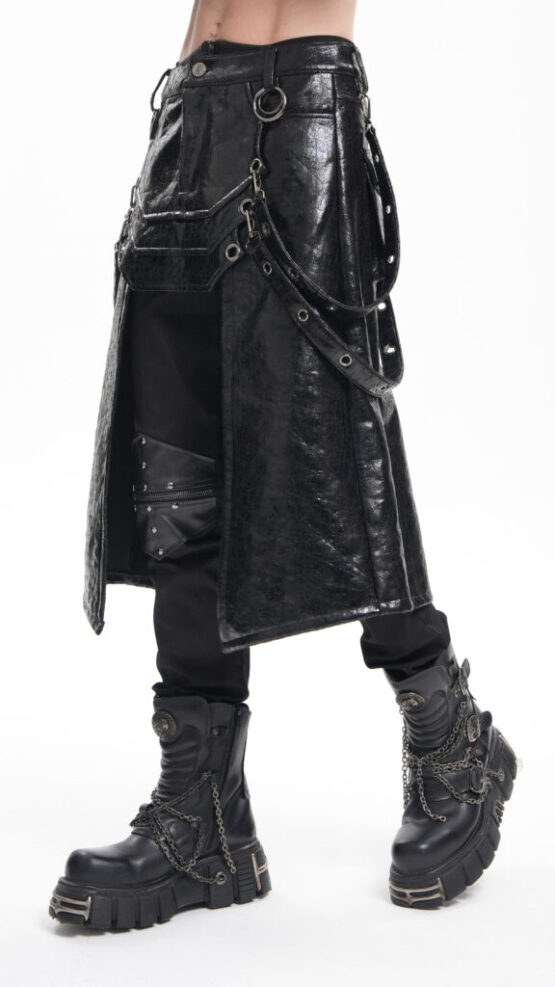SKT225 - PU leather half skirt kilt - Image 4
