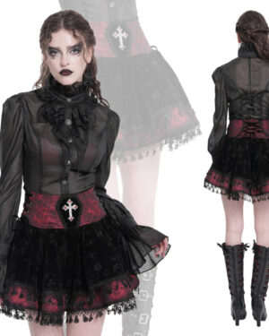 SKT23002 - Coffin patch velvet rose pattern skirt