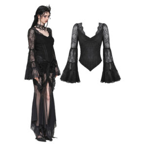 TW607 - Gothic romance lace bell sleeve layered cuff top