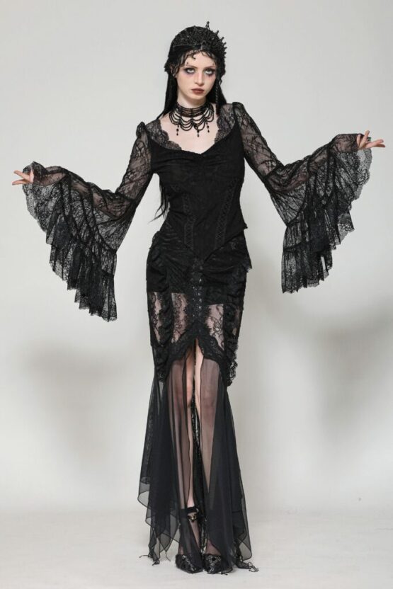TW607 - Gothic romance lace bell sleeve layered cuff top - Image 7