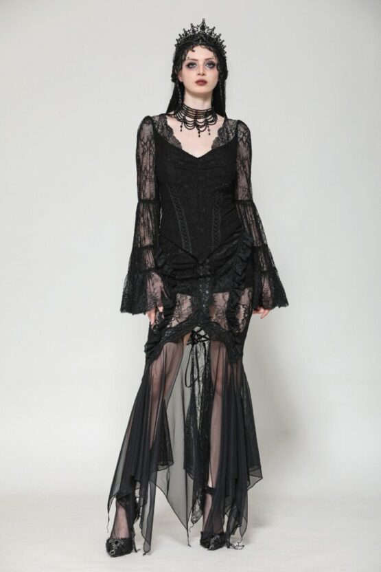 TW607 - Gothic romance lace bell sleeve layered cuff top - Image 5