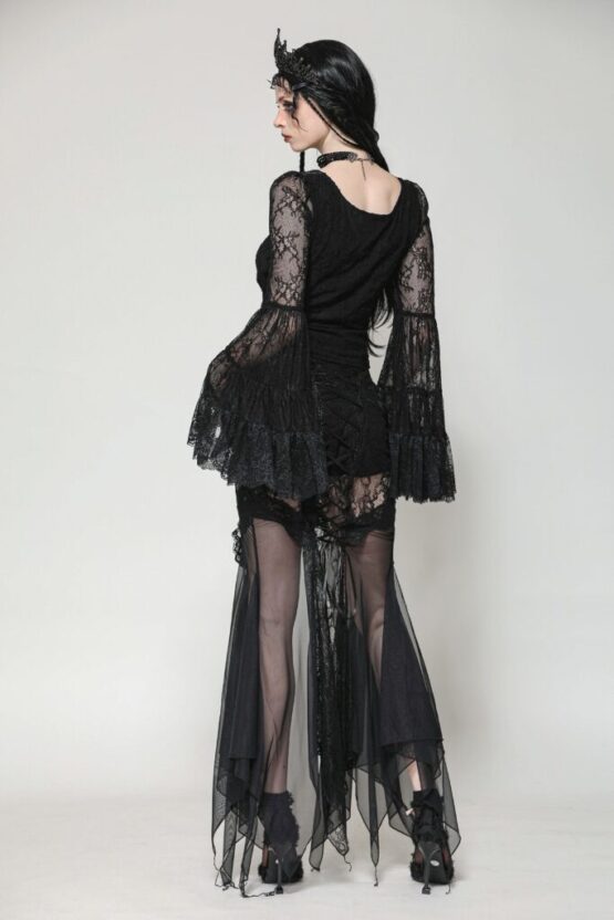 TW607 - Gothic romance lace bell sleeve layered cuff top - Image 2
