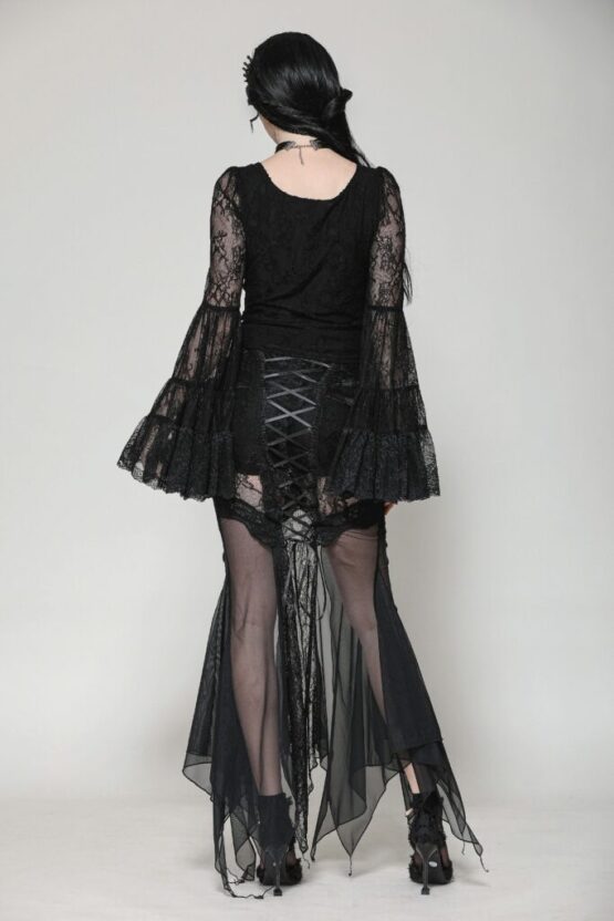 TW607 - Gothic romance lace bell sleeve layered cuff top - Image 3