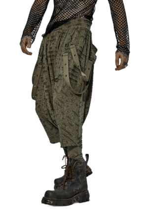 WK525 - Dark loose knit trouser pants-Black-LXL..