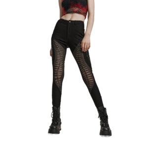 WK606 - Punk burnt pattern hollow trousers