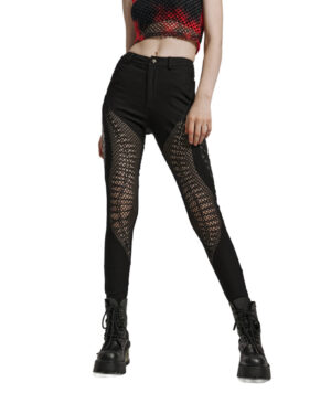 WK606 - Punk burnt pattern hollow trousers