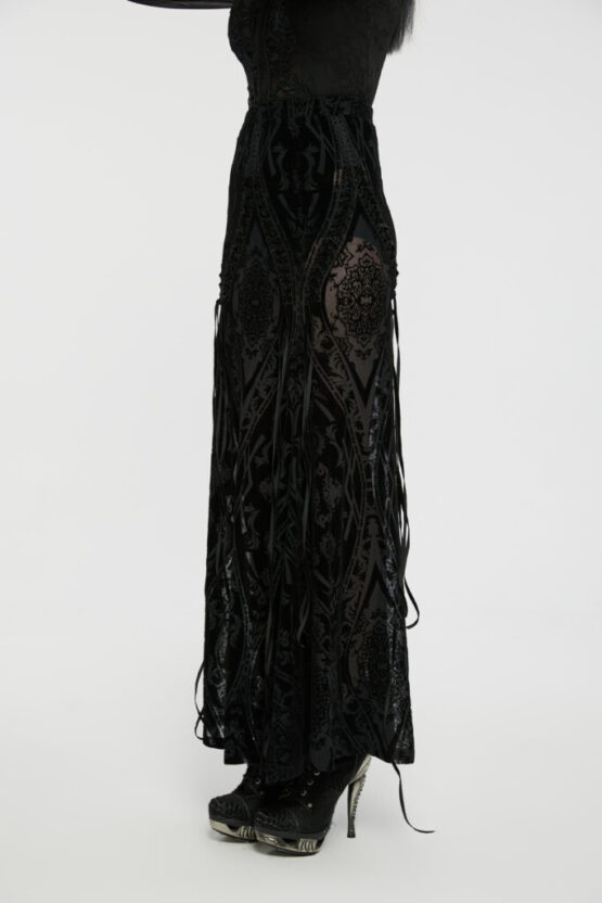 WQ769 - Goth velvet mesh pattern skirt - Image 4