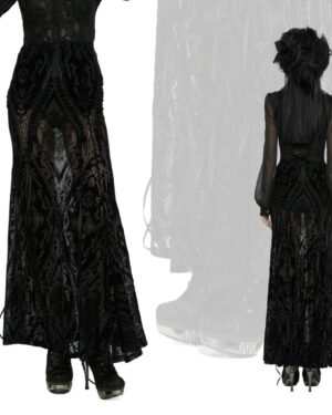 WQ769 - Goth velvet mesh pattern skirt