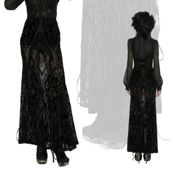 WQ769 - Goth velvet mesh pattern skirt