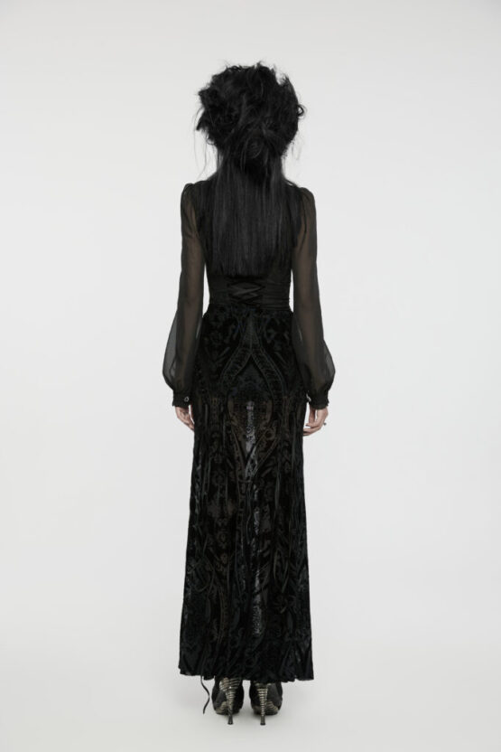 WQ769 - Goth velvet mesh pattern skirt - Image 2