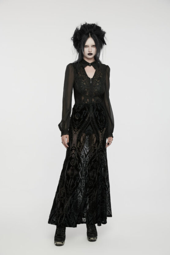 WQ769 - Goth velvet mesh pattern skirt - Image 6