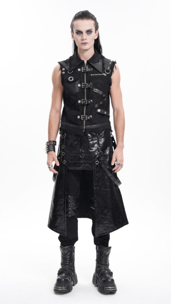 WT091 - Buckle denim distressed vest - Image 5
